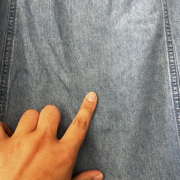 Vintage Denim Broomstick Skirt Large Tiered Midi Prairie Cottage Western Size 12 - Picture 3 of 9